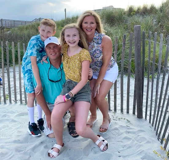 family on beach