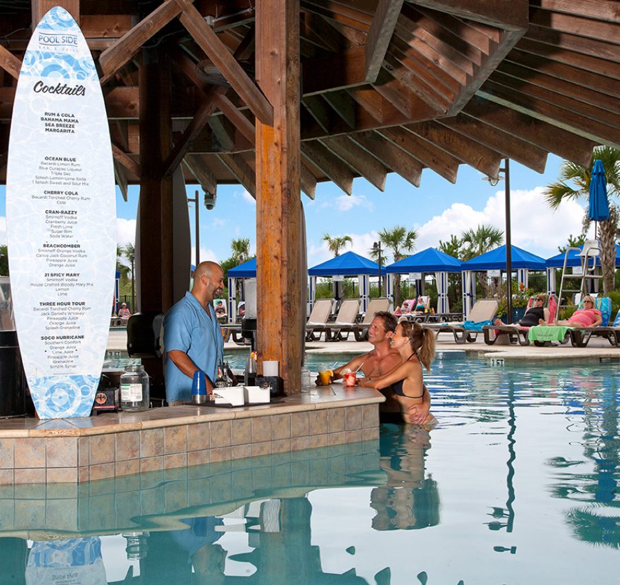North Beach Pool Bar Bartender and Couple