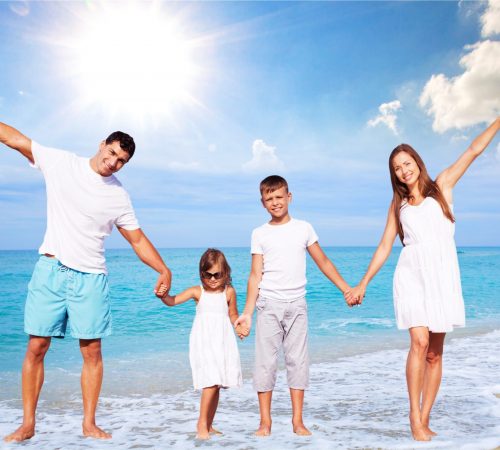 family at beach